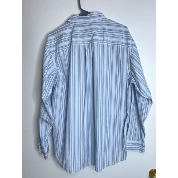 Gap Relaxed Fit Button Down Shirt Mens Medium Blue Striped Long Sleeve - Picture 8 of 8
